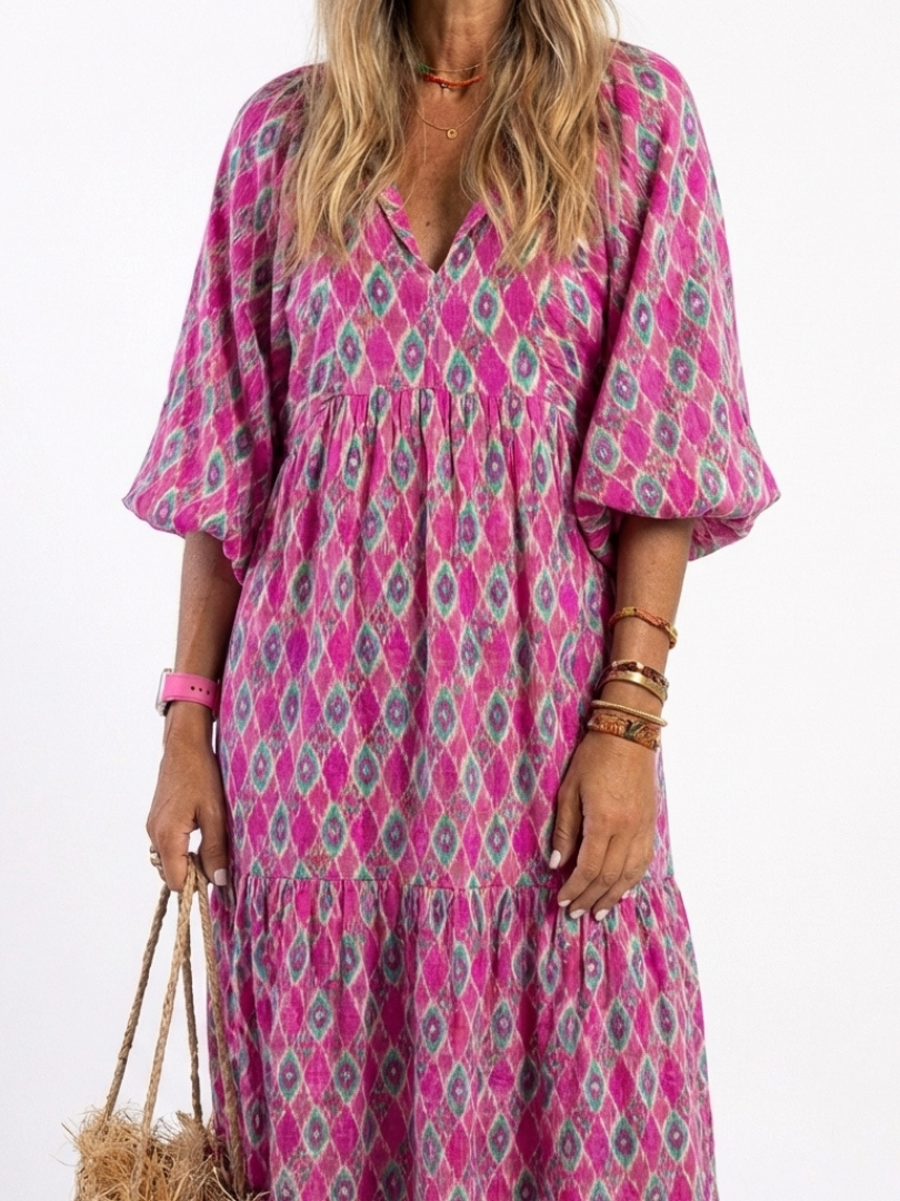 Agnès Paris | Robe midi à manches trois quarts Apolline