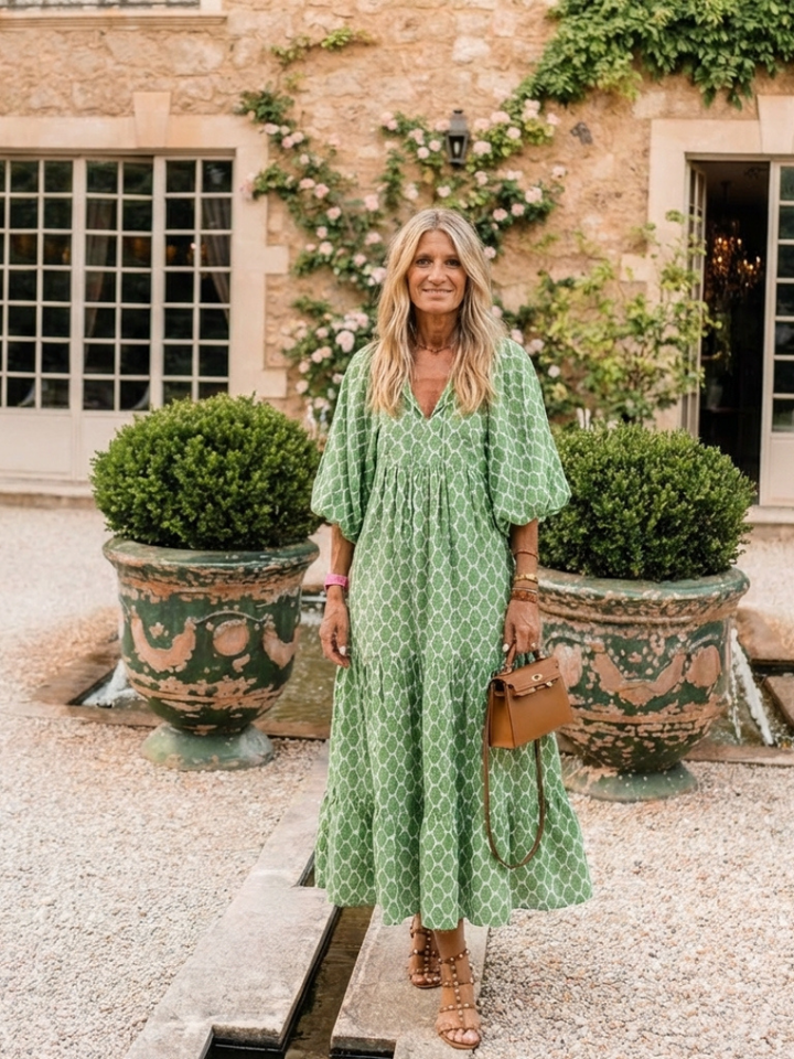 Agnès Paris | Robe midi à manches trois quarts Apolline