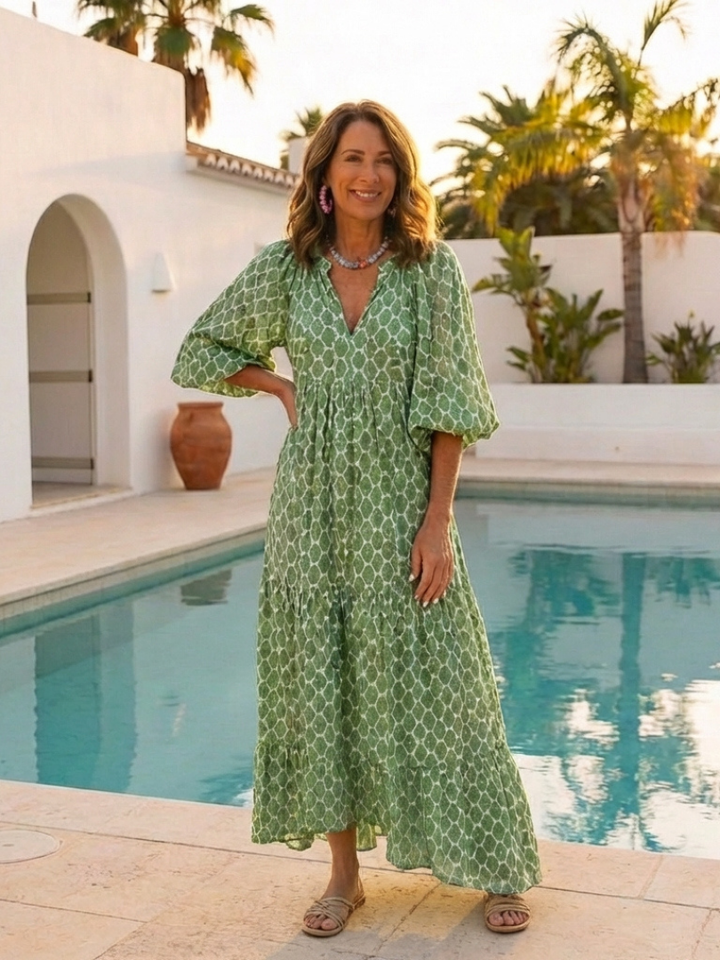 Agnès Paris | Robe midi à manches trois quarts Apolline