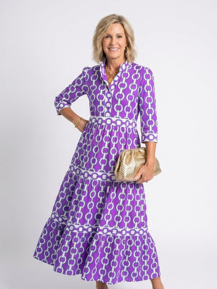 Agnès Paris | Robe midi à manches trois quarts Ysolde