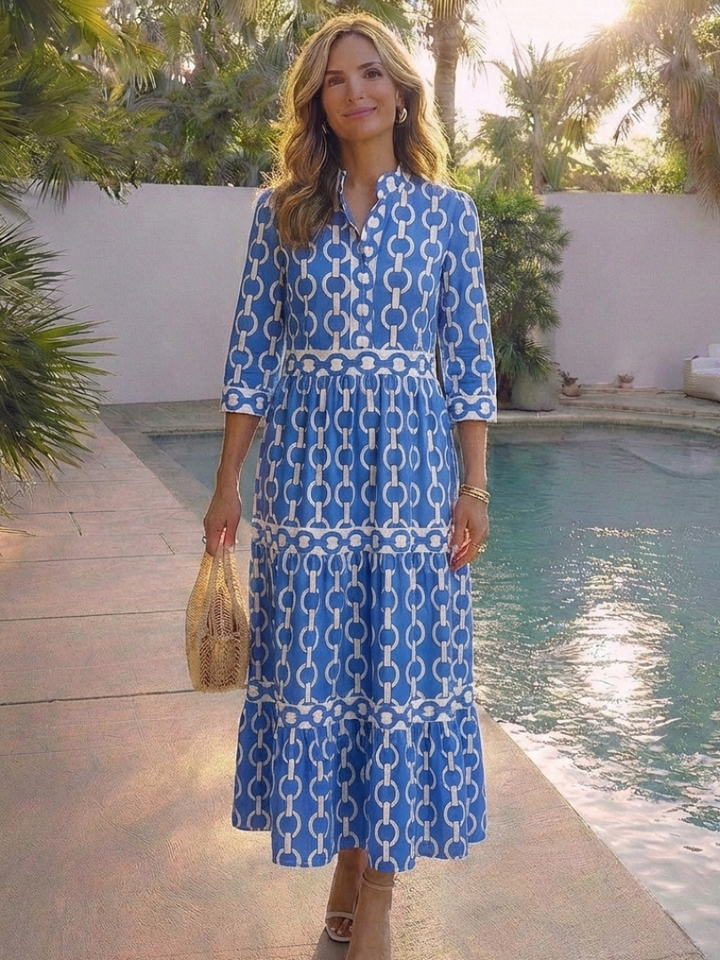 Agnès Paris | Robe midi à manches trois quarts Ysolde