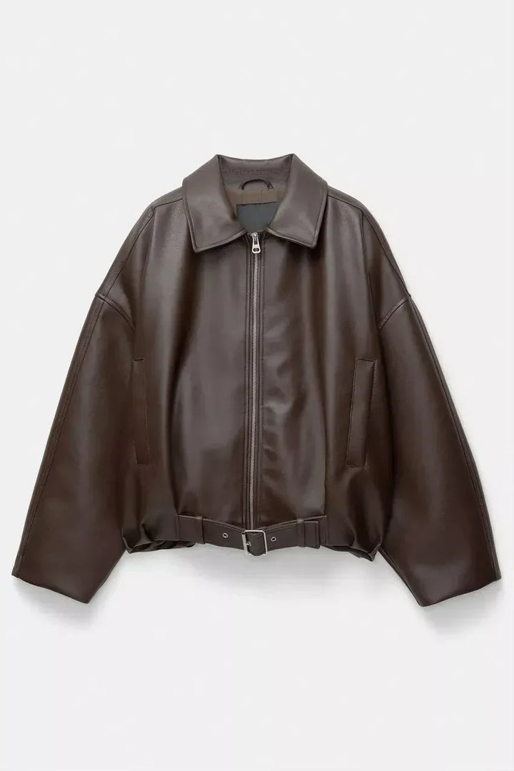 Agnès Paris | VESTE EN CUIR MARRON