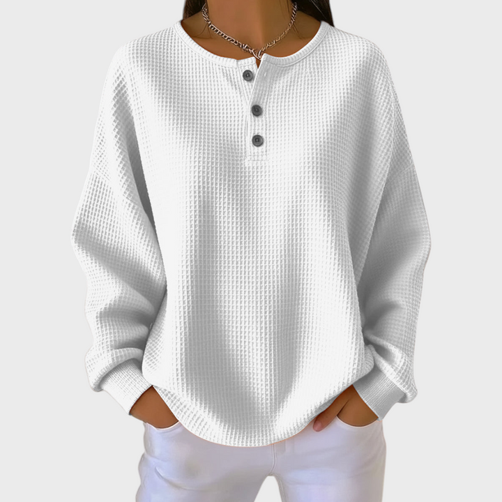 Agnès Paris | Pull Gaufré Encolure Boutonnée Élise