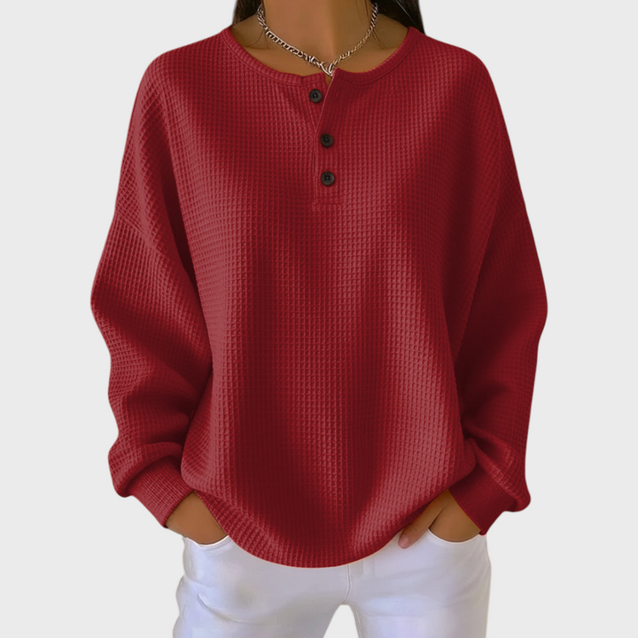 Agnès Paris | Pull Gaufré Encolure Boutonnée Élise