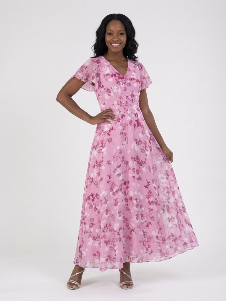 Agnès Paris | Robe Maxi en Chiffon Floral Ismeria