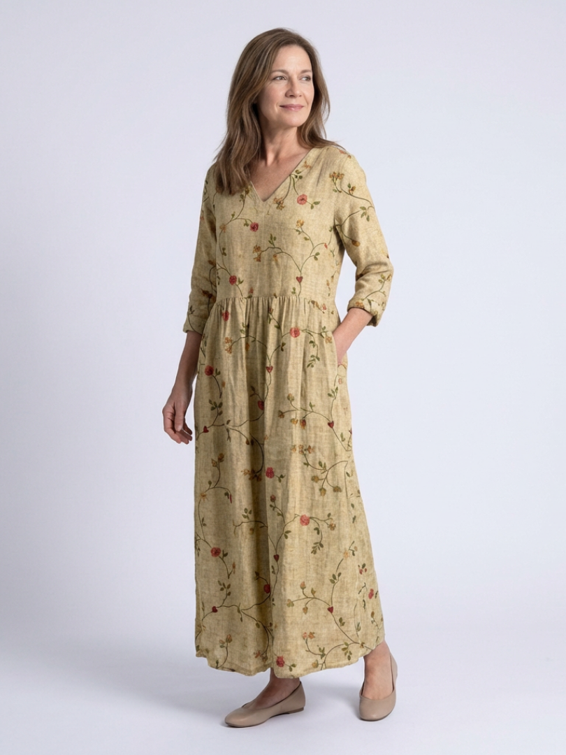 Agnès Paris | Robe Maxi à Manches Trois Quarts Marina