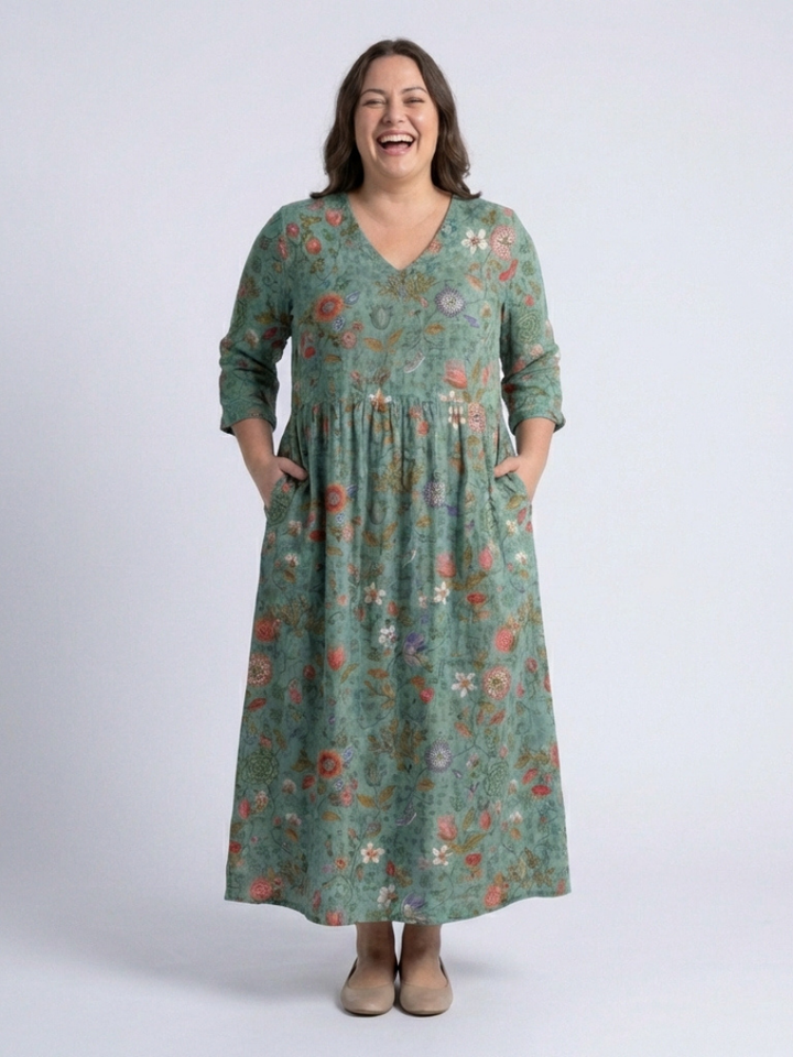 Agnès Paris | Robe Maxi à Manches Trois Quarts Marina
