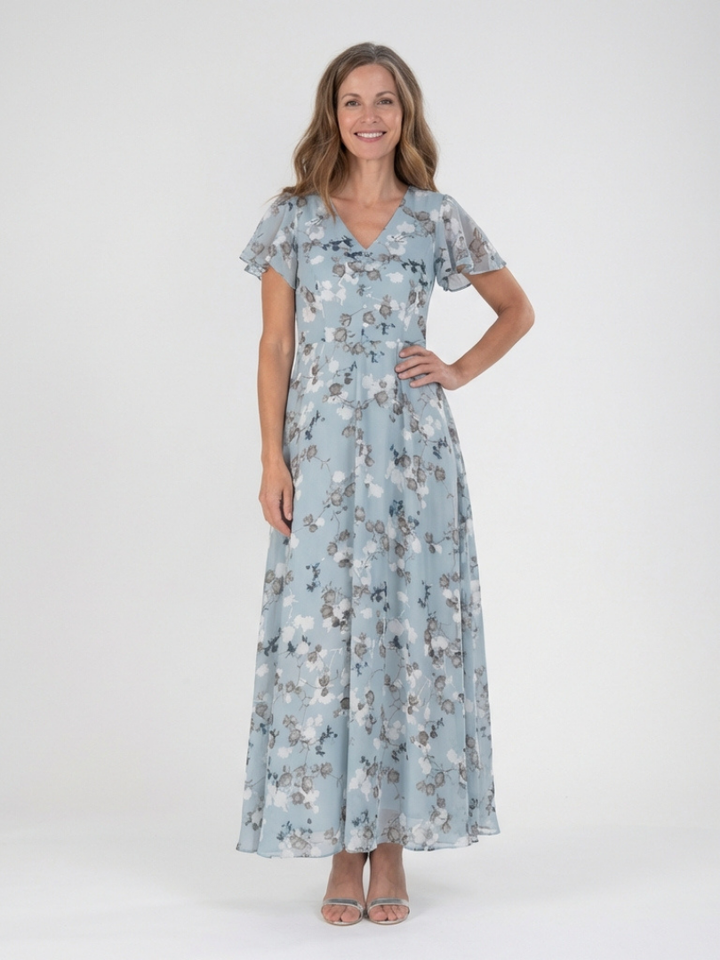Agnès Paris | Robe Maxi en Chiffon Floral Ismeria