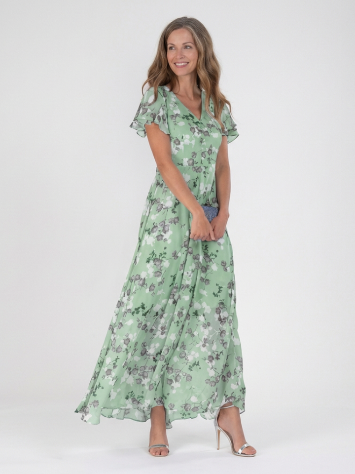 Agnès Paris | Robe Maxi en Chiffon Floral Ismeria