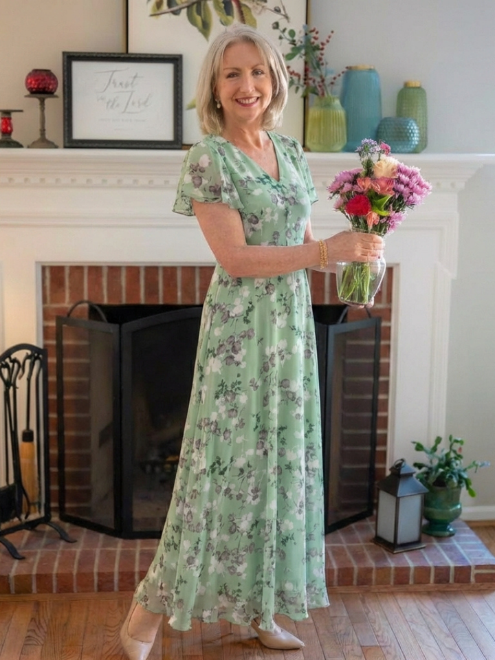 Agnès Paris | Robe Maxi en Chiffon Floral Ismeria