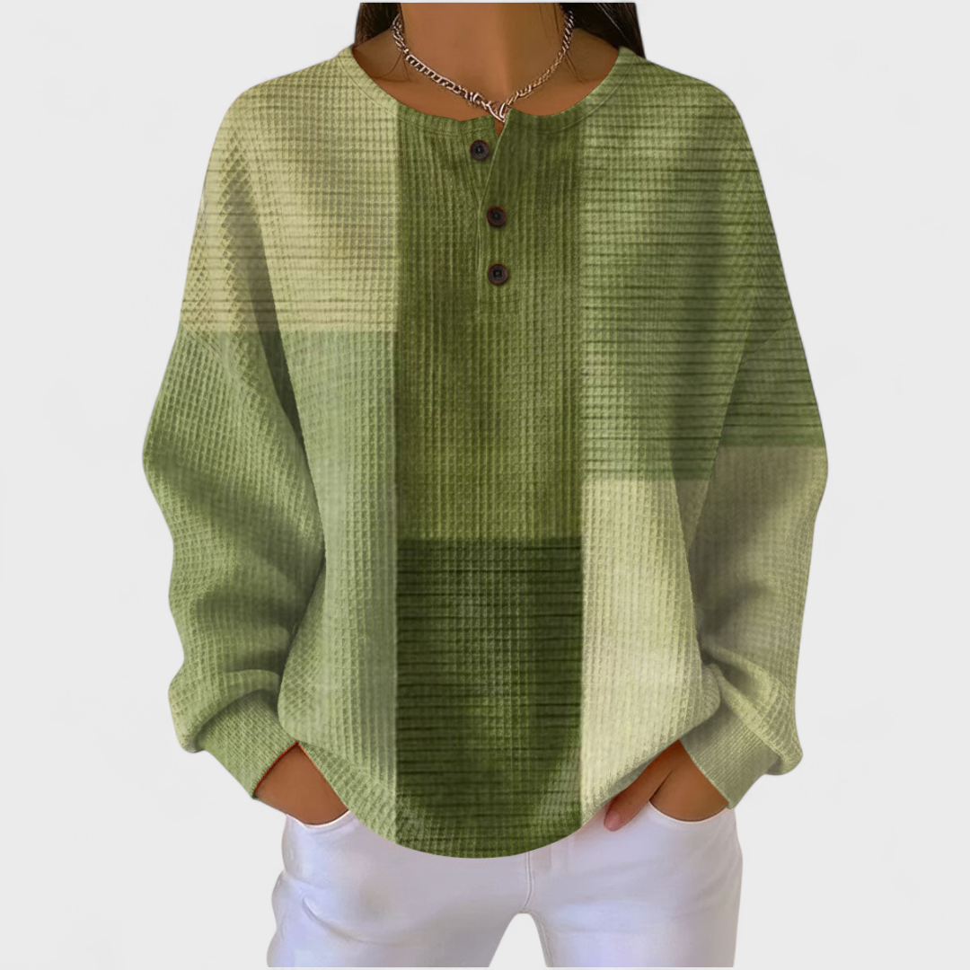 Agnès Paris | Pull Gaufré Damier Vert Camille