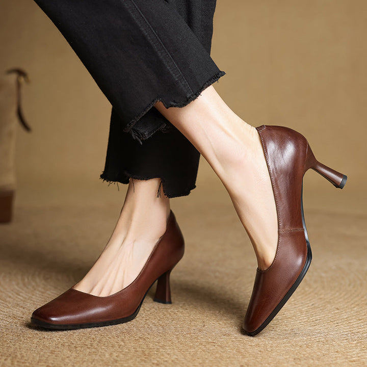 Agnès Paris | Escarpins Carrés en Cuir Amélie