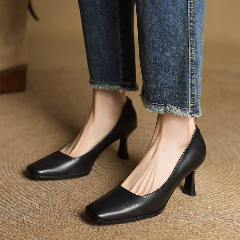 Agnès Paris | Escarpins Carrés en Cuir Amélie