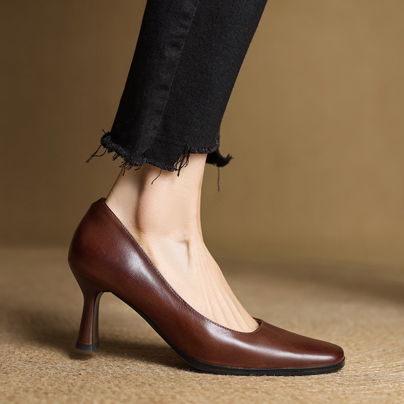 Agnès Paris | Escarpins Carrés en Cuir Amélie