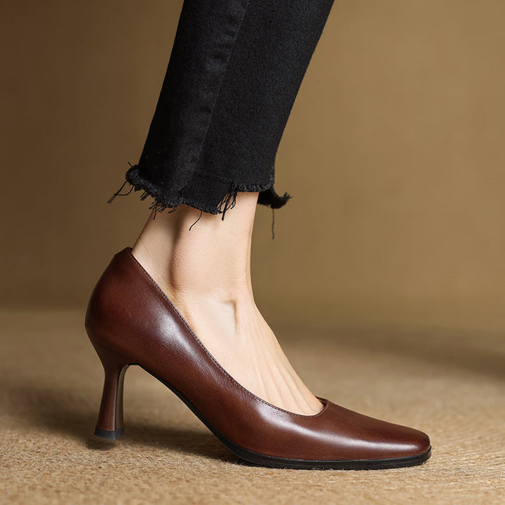 Agnès Paris | Escarpins Carrés en Cuir Amélie