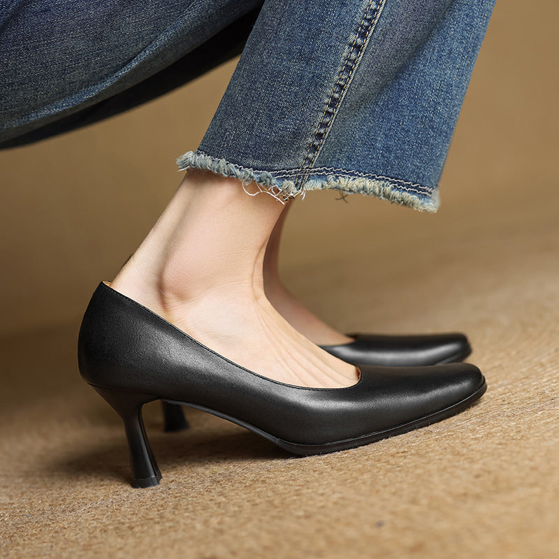Agnès Paris | Escarpins Carrés en Cuir Amélie