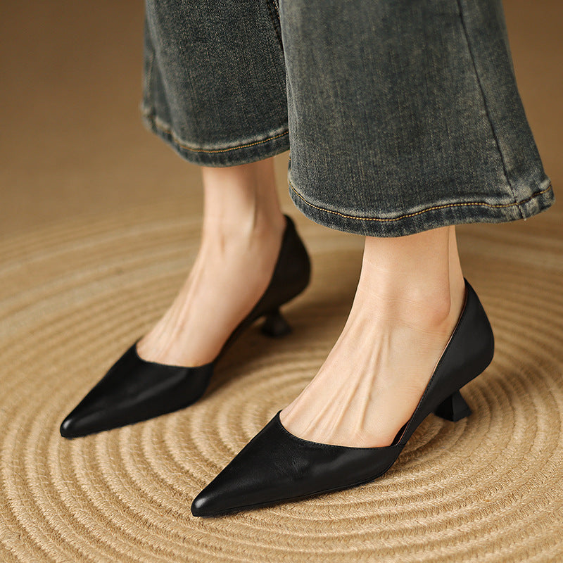 Agnès Paris | Escarpins Petit Talon en Cuir Nathalie