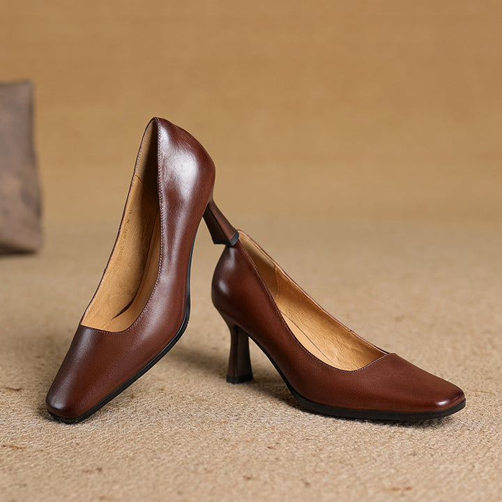 Agnès Paris | Escarpins Carrés en Cuir Amélie