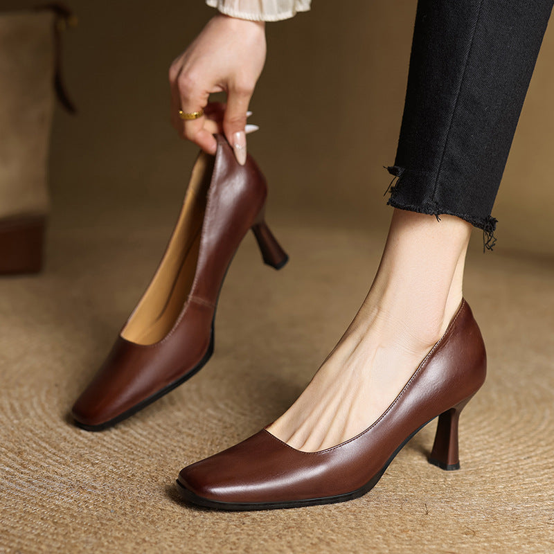 Agnès Paris | Escarpins Carrés en Cuir Amélie