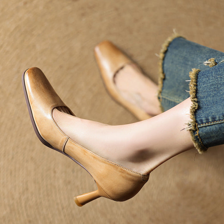Agnès Paris | Escarpins Carrés en Cuir Amélie
