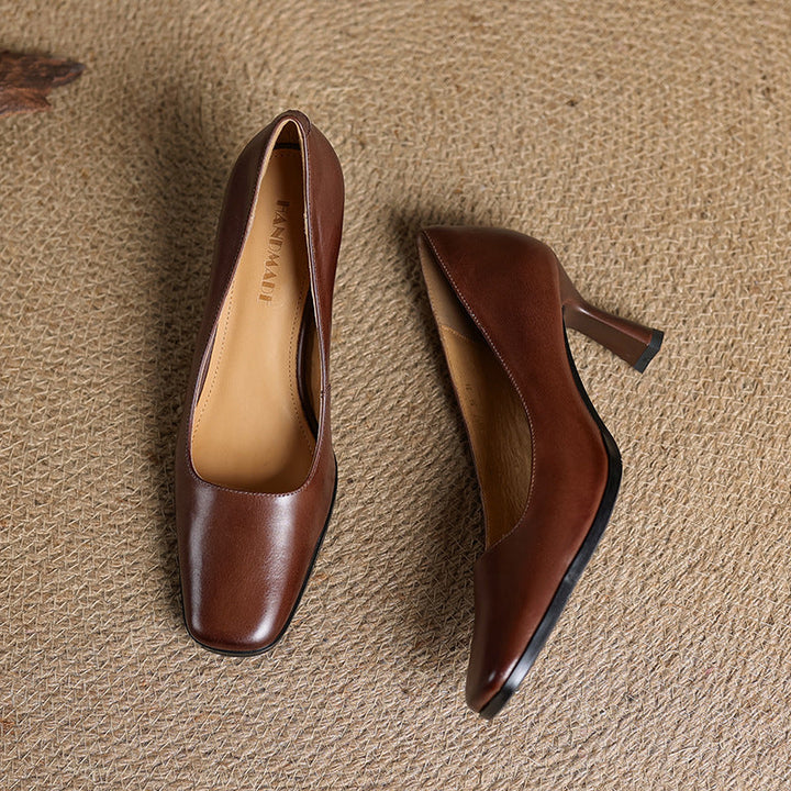 Agnès Paris | Escarpins Carrés en Cuir Amélie