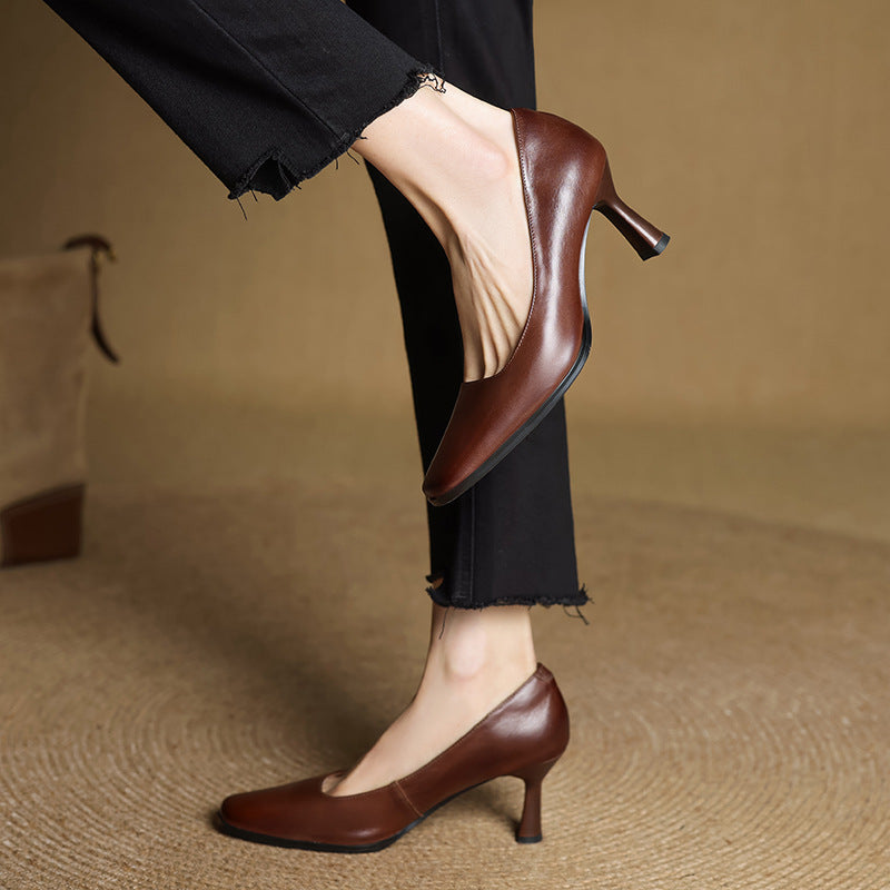 Agnès Paris | Escarpins Carrés en Cuir Amélie