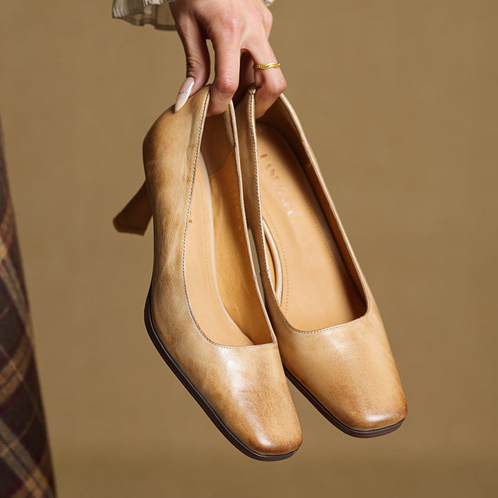 Agnès Paris | Escarpins Carrés en Cuir Amélie