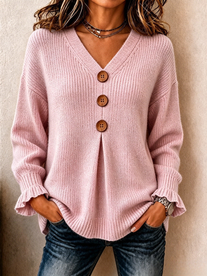 Agnès Paris | Pull Col V Boutonné Marie