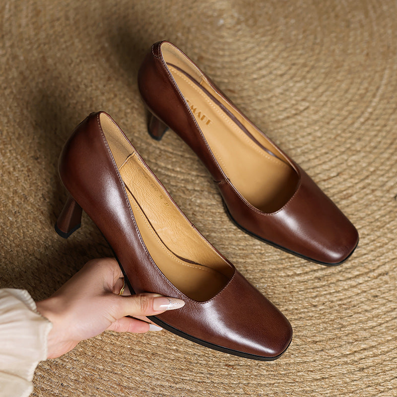 Agnès Paris | Escarpins Carrés en Cuir Amélie