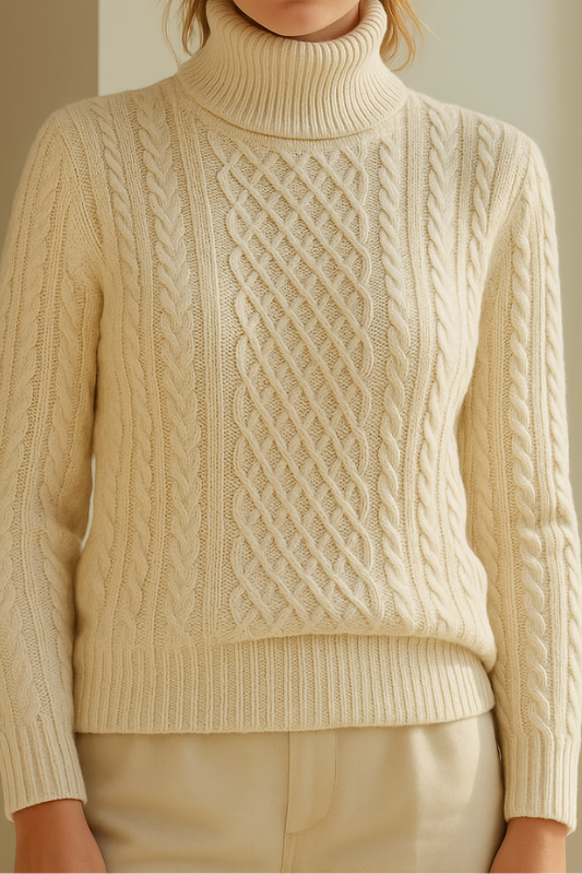 Agnès Paris | PULL TORSADÉ À COL ROULÉ EN MAILLE DOUCE