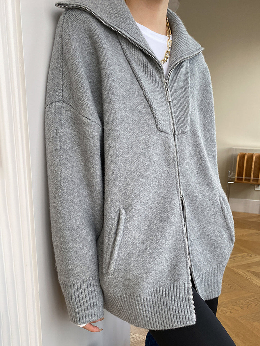 Agnès Paris | Cardigan Grand Col Zippé Amélie