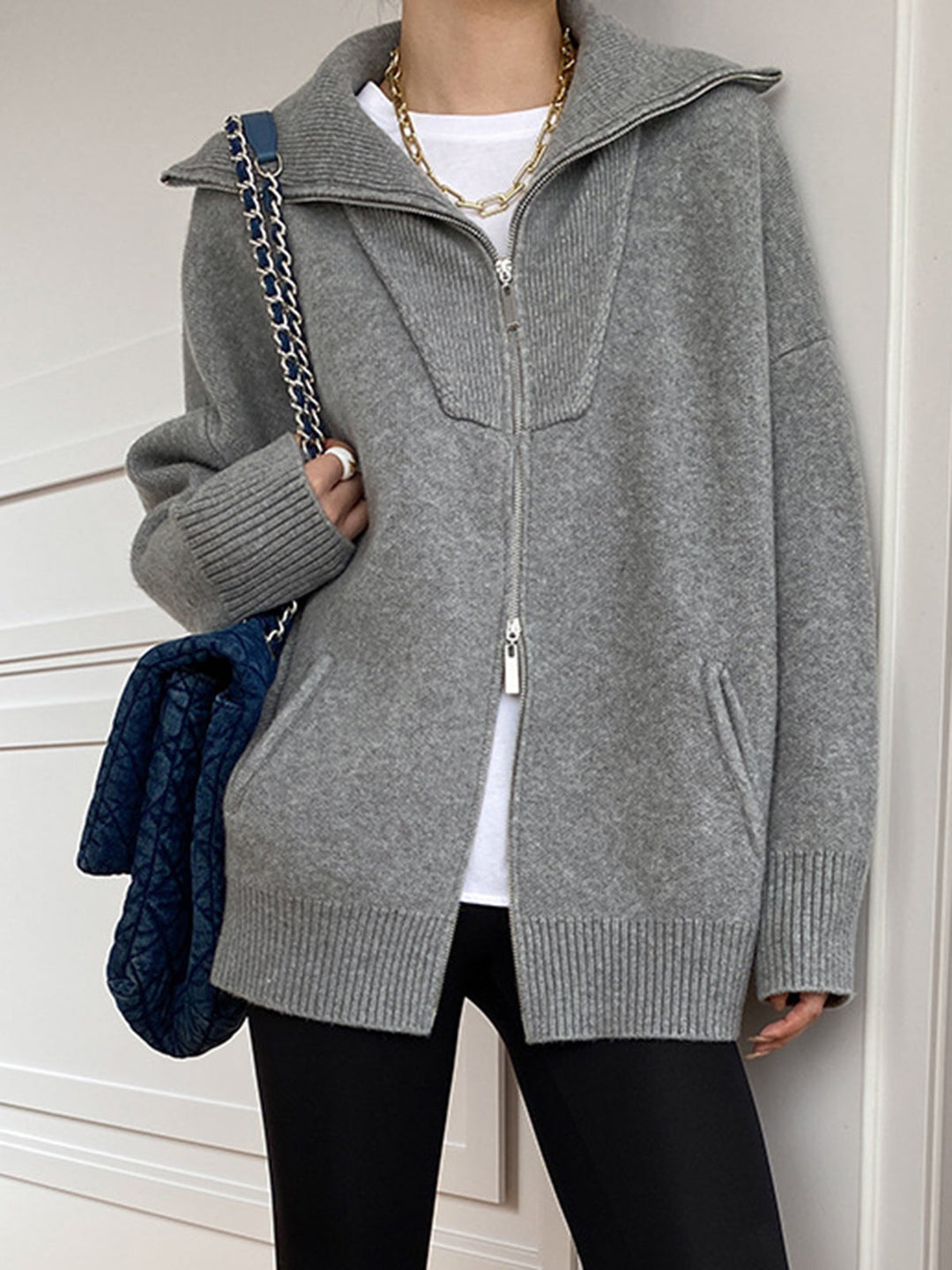 Agnès Paris | Cardigan Grand Col Zippé Amélie