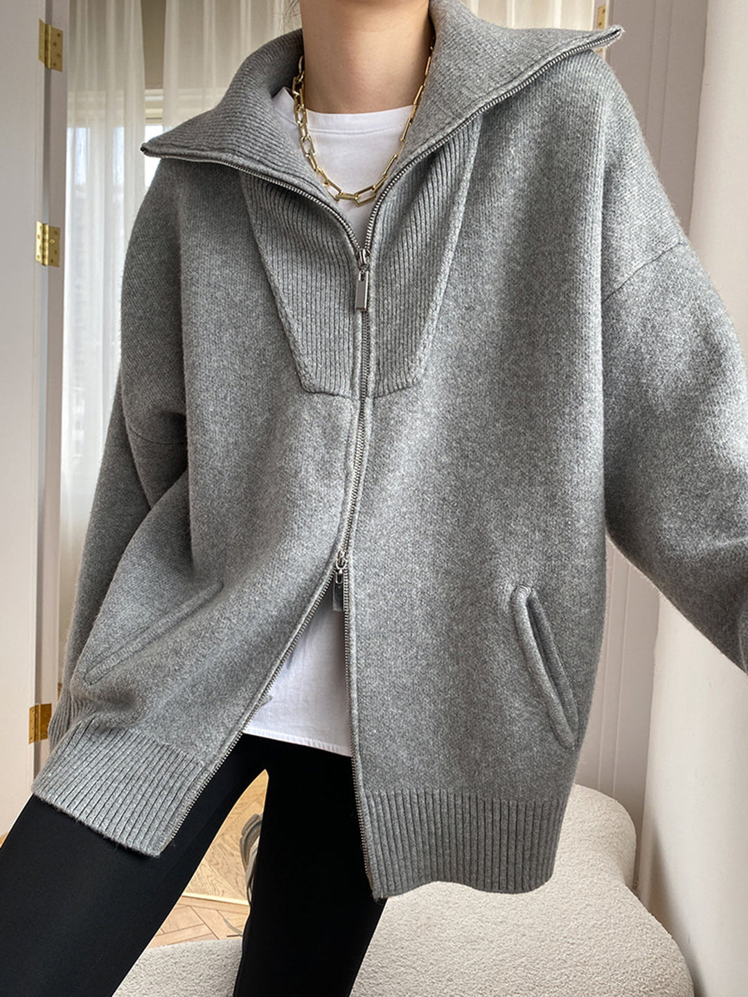 Agnès Paris | Cardigan Grand Col Zippé Amélie