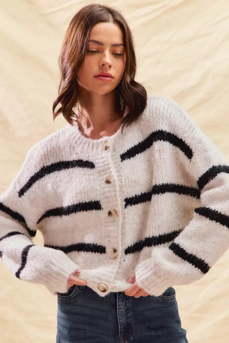 Agnès Paris | Cardigan Duveteux Rayé Juliette