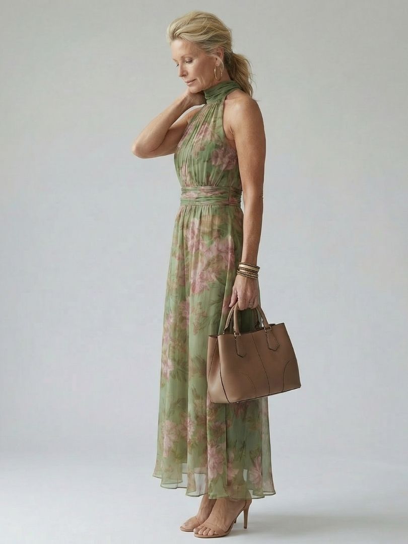 Agnès Paris | Robe Midi à Encolure Halter Froncée Mirelle