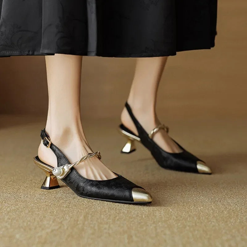 Agnès Paris | Escarpins Slingback Perle Torsadée Martine