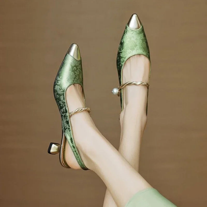 Agnès Paris | Escarpins Slingback Perle Torsadée Martine