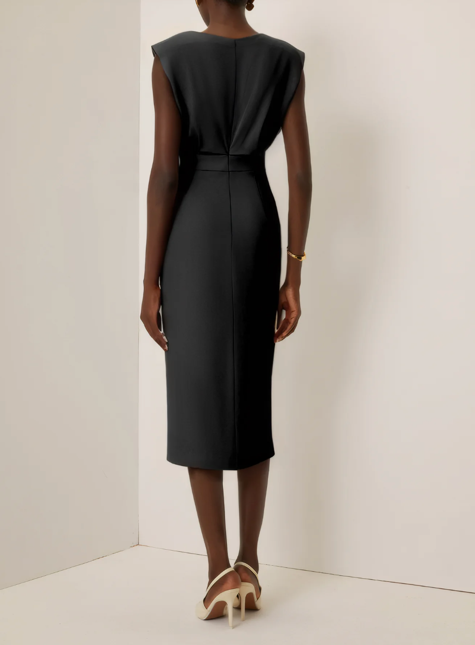 Agnès Paris | ROBE MIDI AJUSTÉE AVEC BOUTONS DORÉS