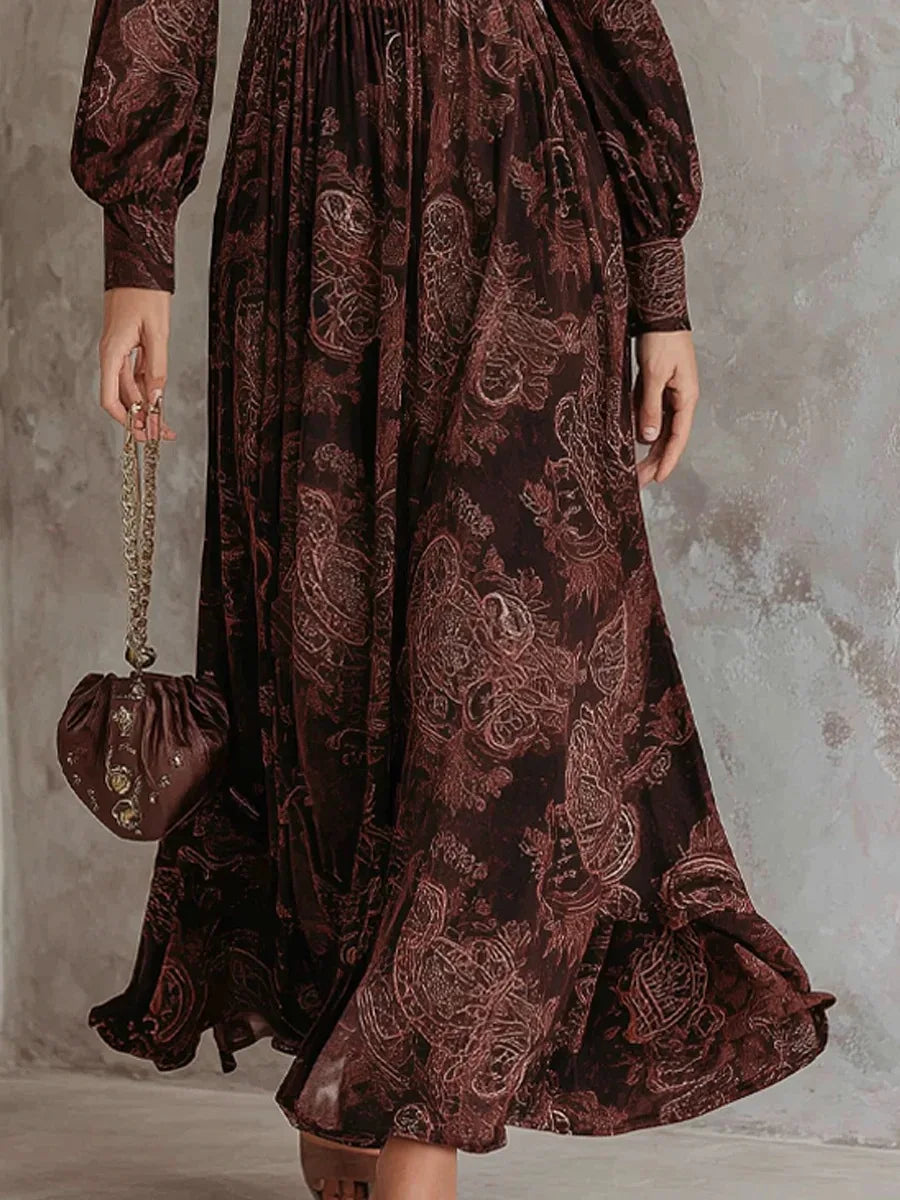 Agnès Paris | ROBE LONGUE À IMPRIMÉ VINTAGE ÉLÉGANT