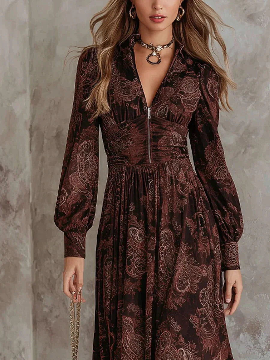 Agnès Paris | ROBE LONGUE À IMPRIMÉ VINTAGE ÉLÉGANT