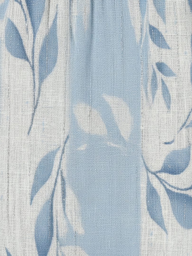 Agnès Paris | Robe Midi Bleu à Motif Feuille Solene