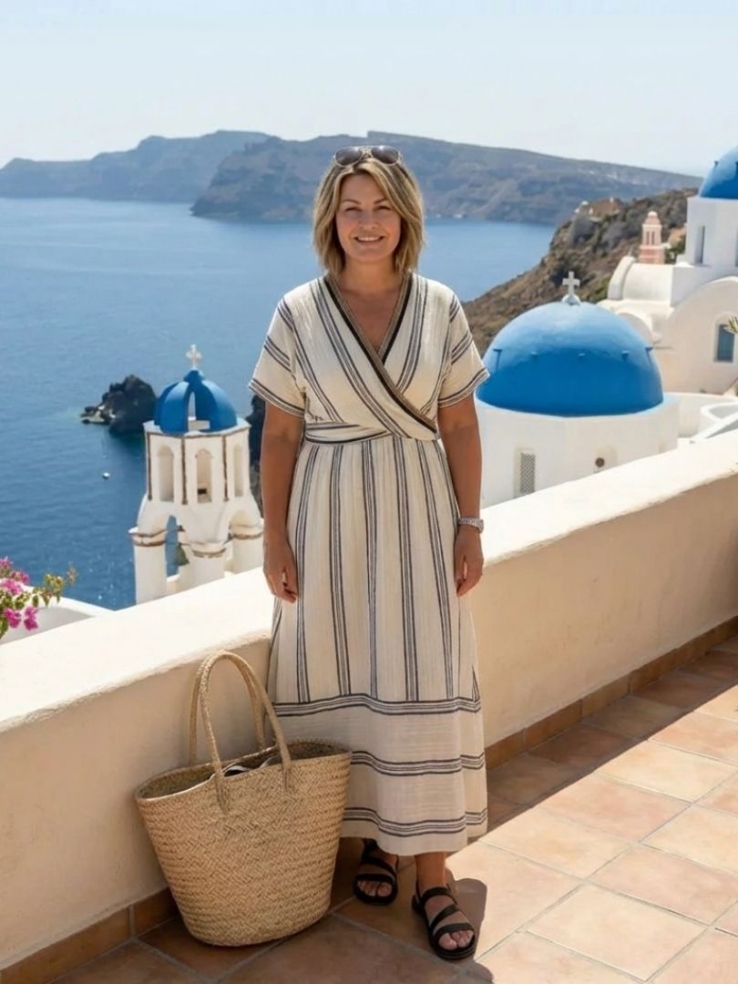 Agnès Paris | Robe midi à manches courtes Thalassa