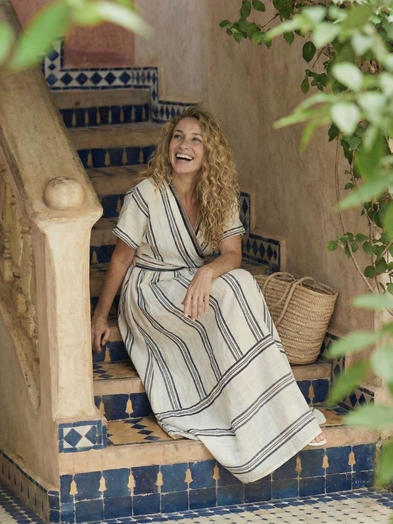 Agnès Paris | Robe midi à manches courtes Thalassa