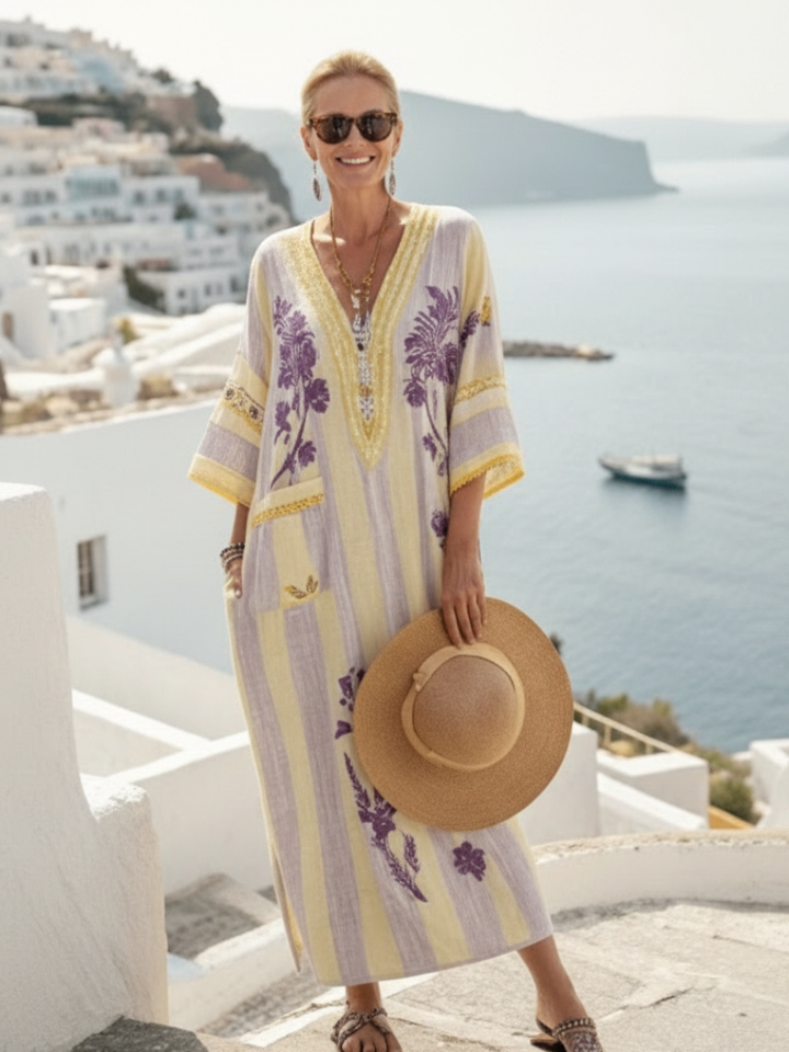 Agnès Paris | Robe Maxi Fleurie Rayée Aurelia