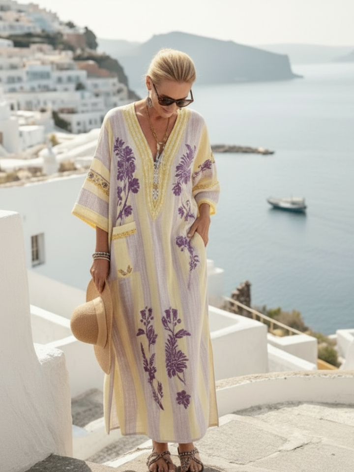 Agnès Paris | Robe Maxi Fleurie Rayée Aurelia