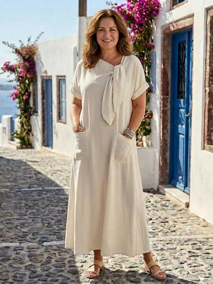 Agnès Paris | Robe Maxi à Encolure Ronde et Manches Rosalie