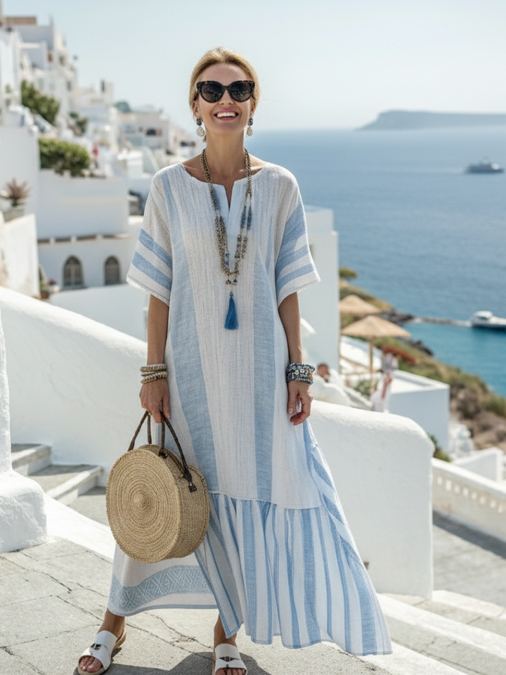 Agnès Paris | Robe maxi et manches courtes rayée Ione