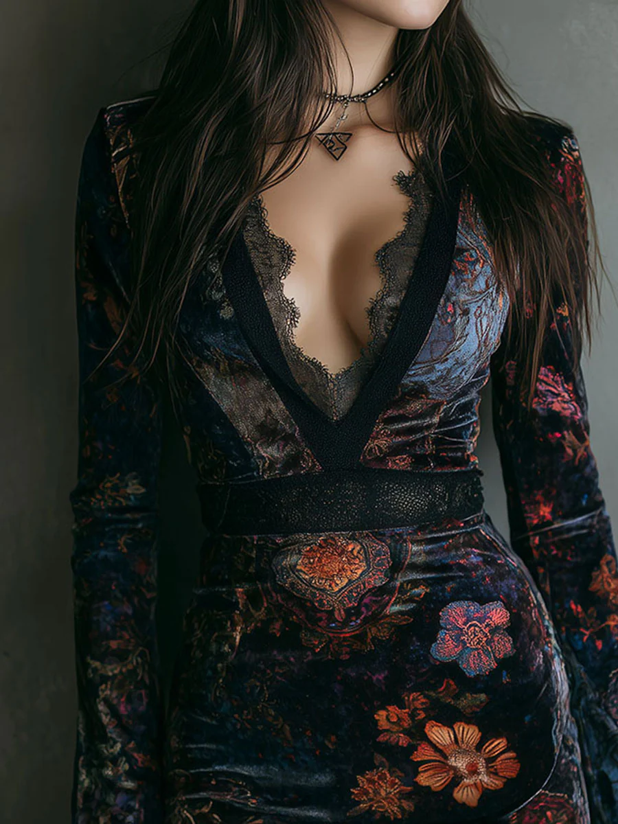 Agnès Paris | ROBE MINI EN VELOURS À DÉCOLLETÉ PROFOND