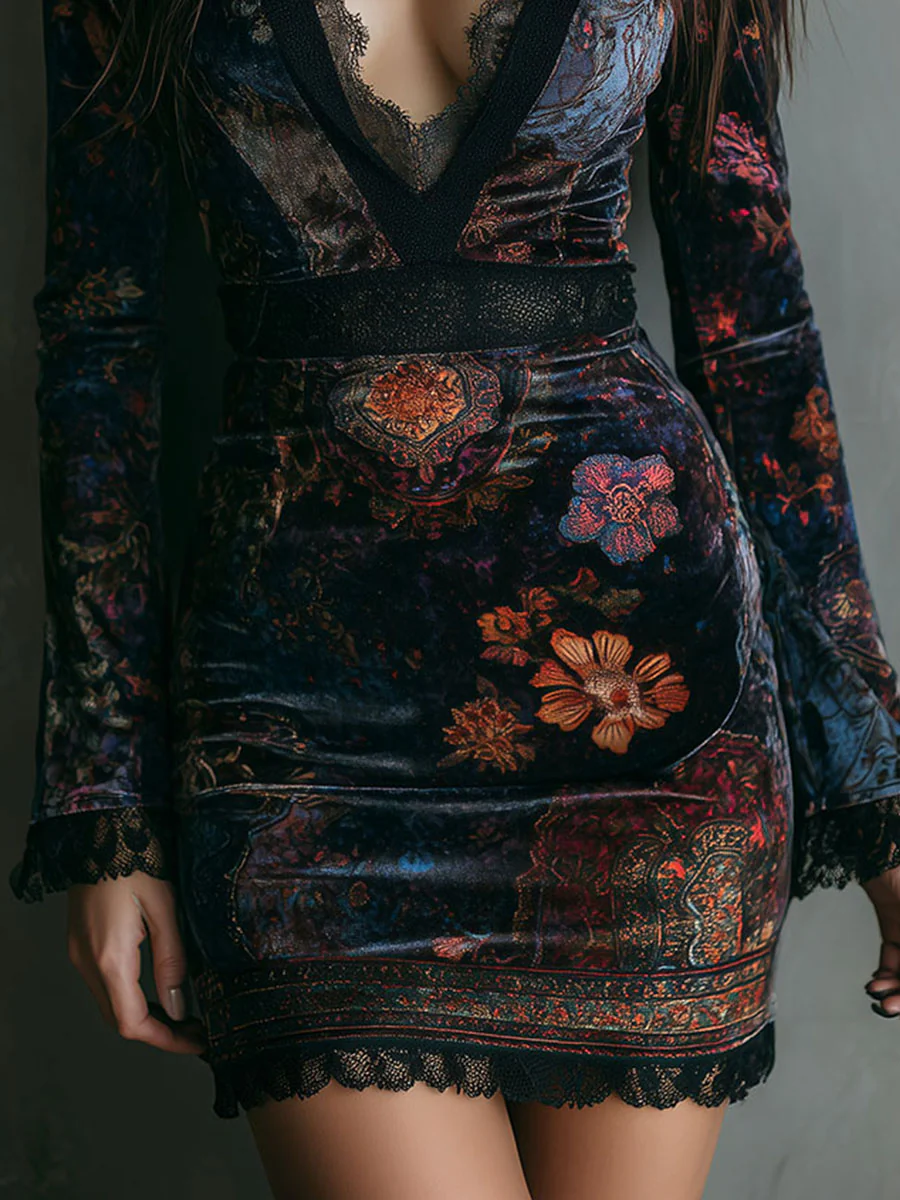 Agnès Paris | ROBE MINI EN VELOURS À DÉCOLLETÉ PROFOND