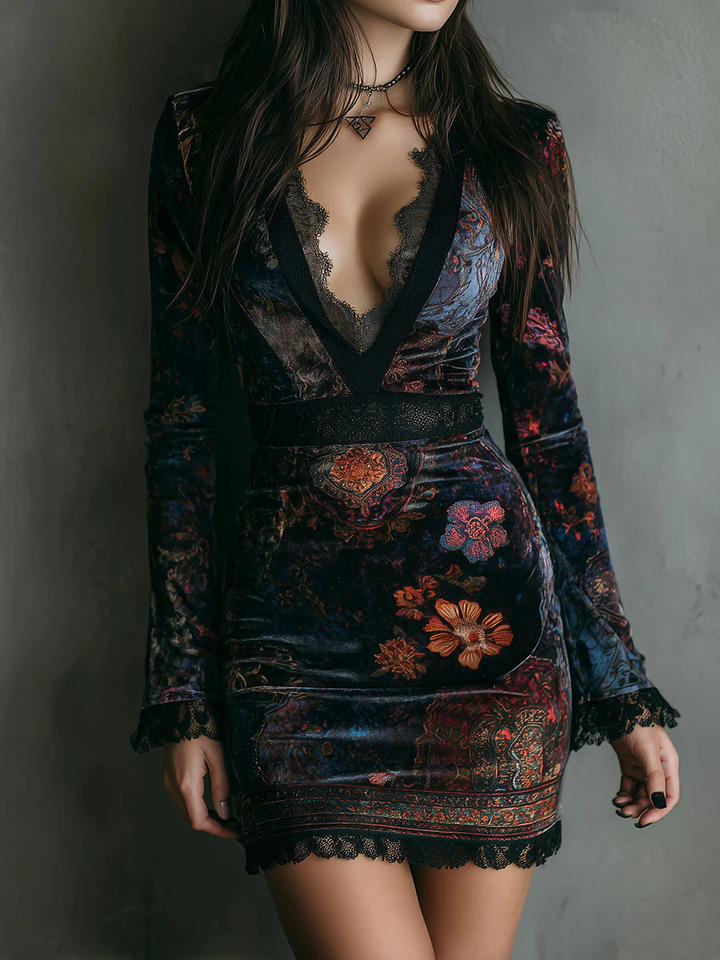 Agnès Paris | ROBE MINI EN VELOURS À DÉCOLLETÉ PROFOND
